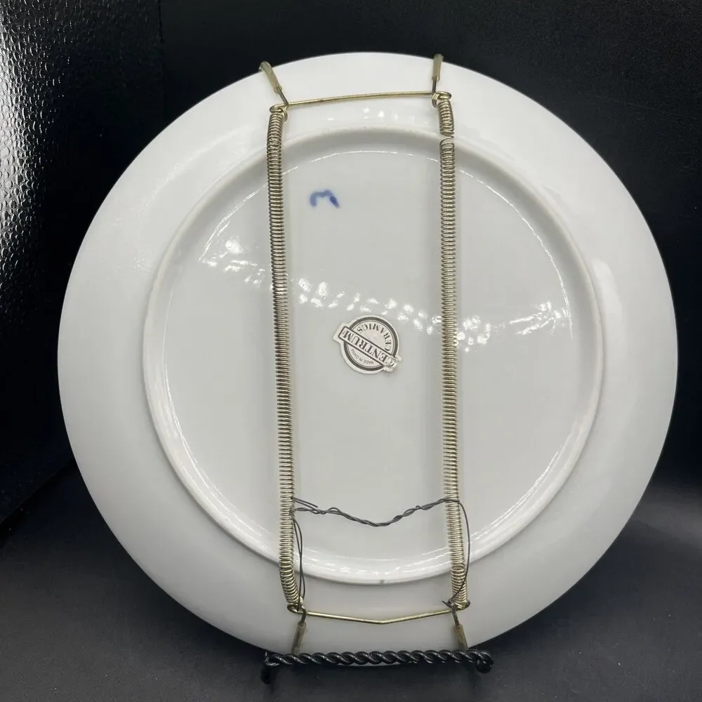 Set of 2 Vintage Centrum Ceramics Blue & White Floral 10 1/8” Dinner Plates
